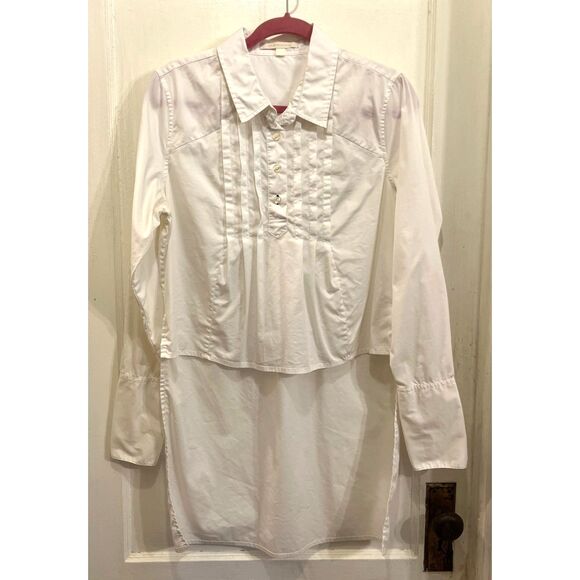 Jonathan Simkhai White High Low Button Up Shirt Top  Women's Size Large - Picture 2 of 9